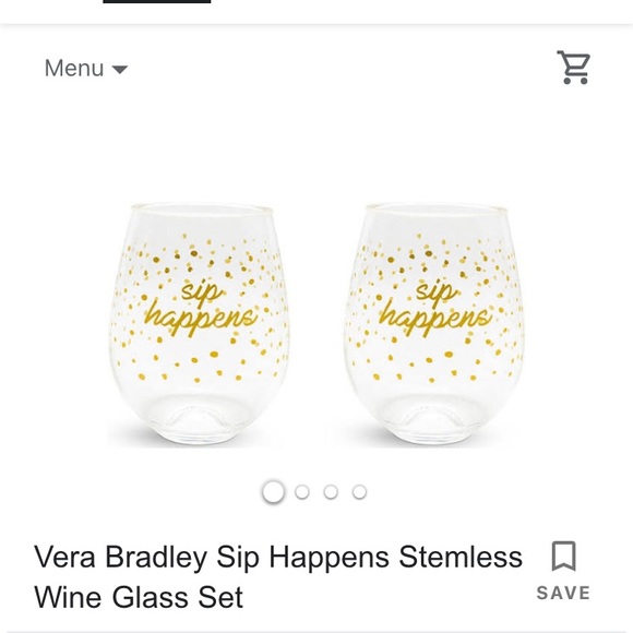 Vera Bradley Stemless plastic Wine Glass Set ; set of 2 - Picture 1 of 3